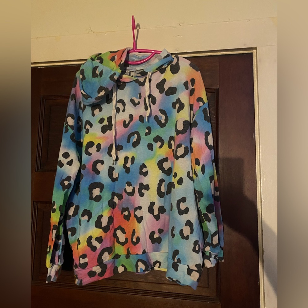 Large rainbow cheetah hoodie